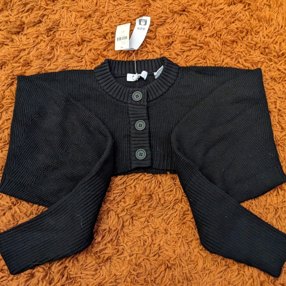NWT M/L 525 America Black Cropped Button-Up Sweater